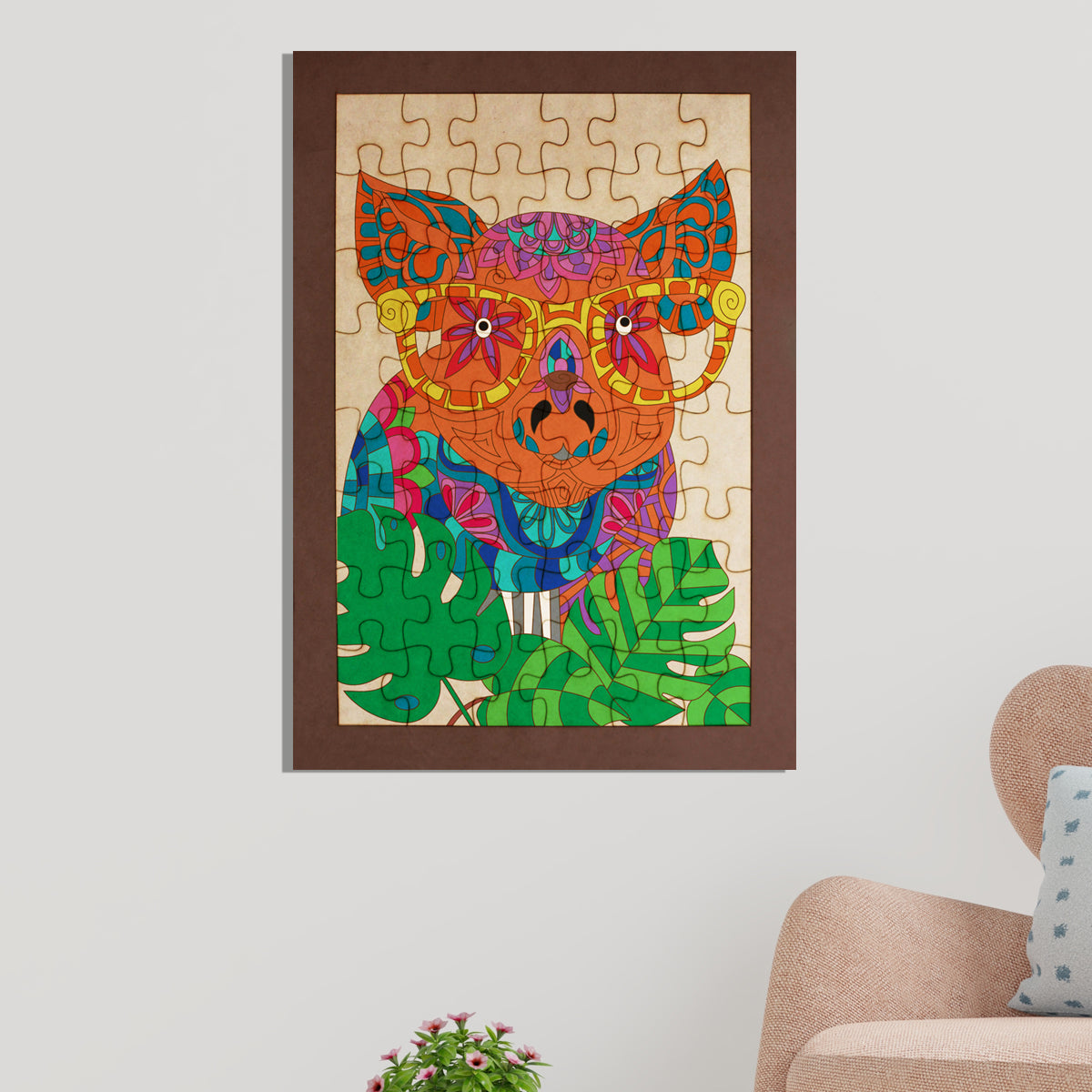 Rompecabezas para pintar - Cerdito mandala