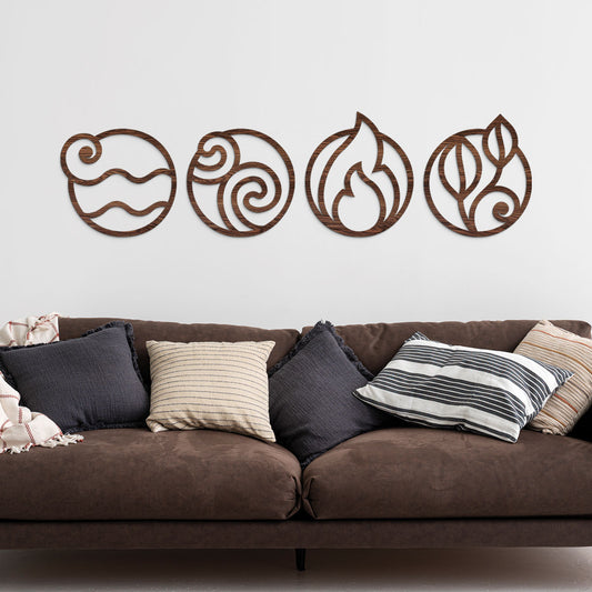 Los 4 elementos redondos - Figura decorativa en madera