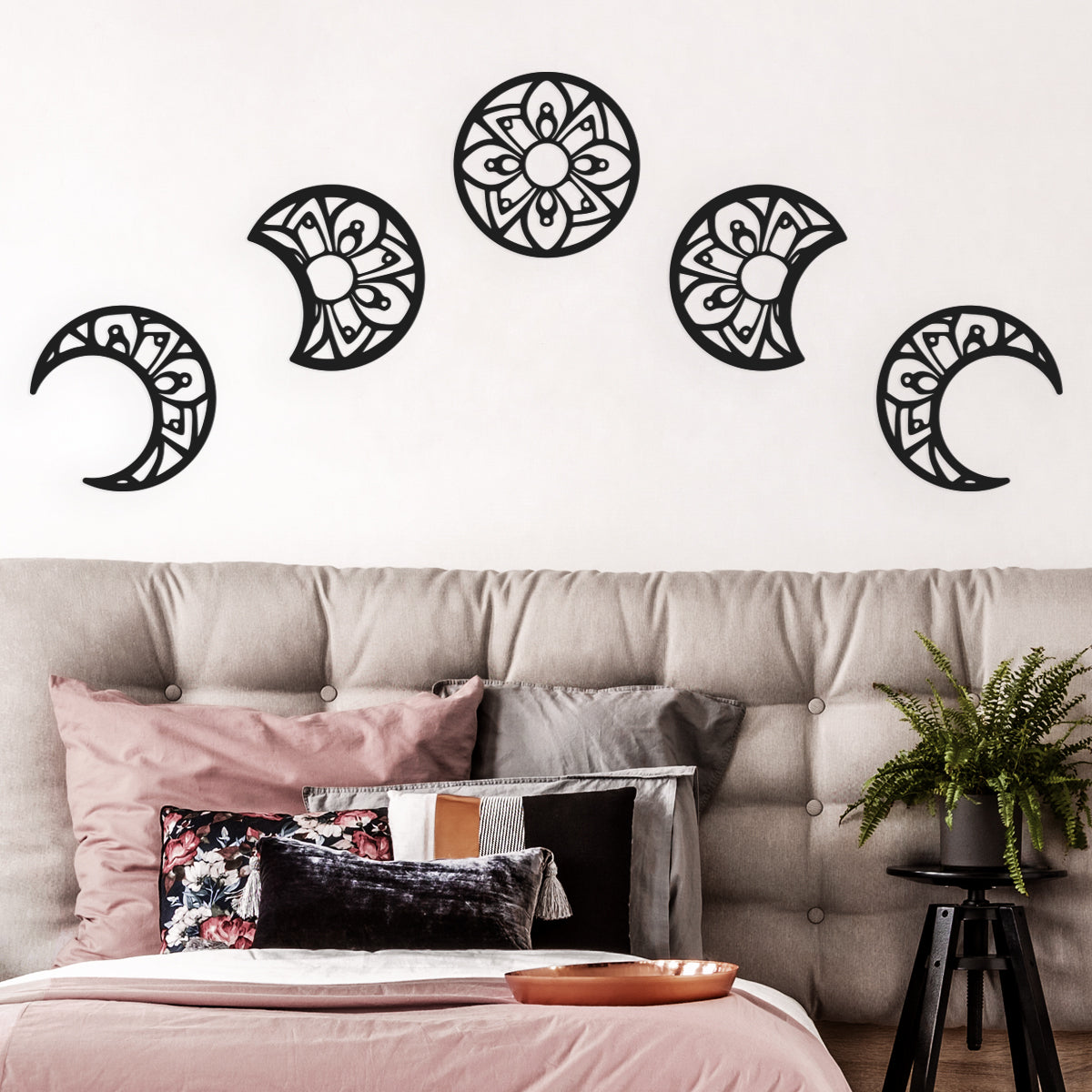 5 lunas - Figura decorativa en madera