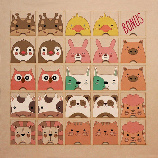 Juego adivinar parejas para pintar - Animales tiernos - FABRITECA