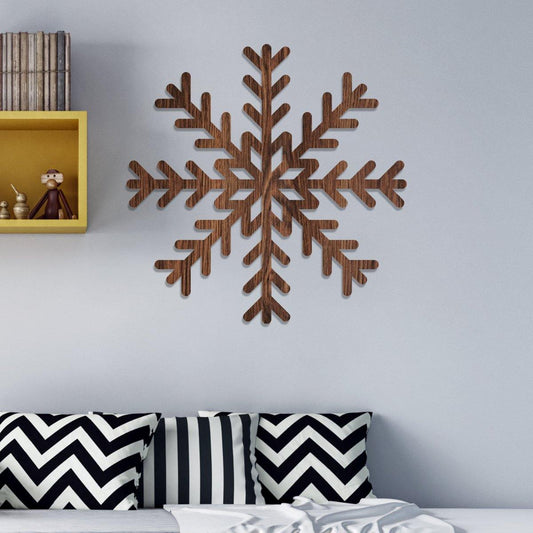 Copo de nieve ocho puntas - Figura decorativa en madera - FABRITECA