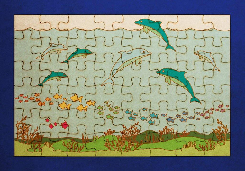 Rompecabezas para pintar - Delfines - FABRITECA