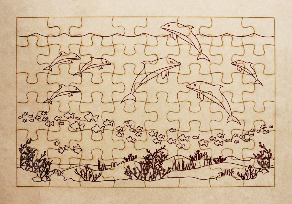 Rompecabezas para pintar - Delfines - FABRITECA