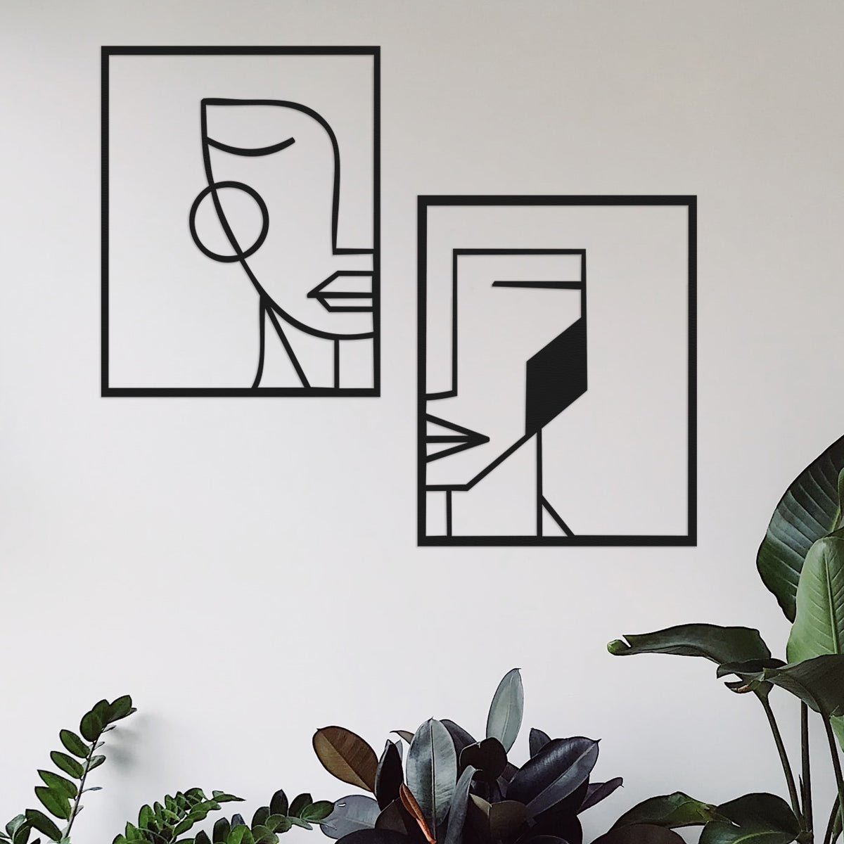 Rostros díptico - Cuadro decorativo en madera