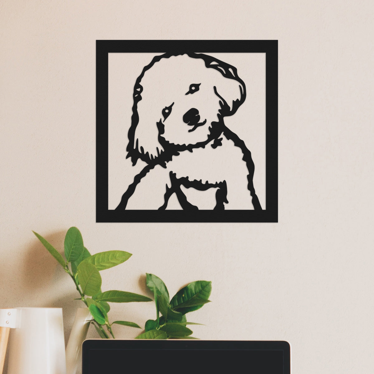 Perro French Poodle - Cuadro decorativo en madera