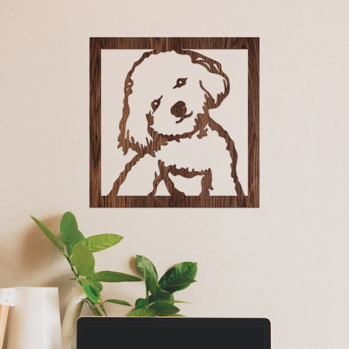 Perro French Poodle - Cuadro decorativo en madera