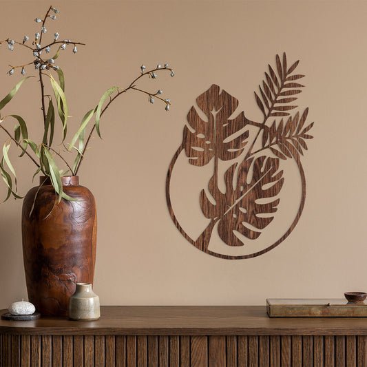 Hojas tropicales - Figura decorativa en madera