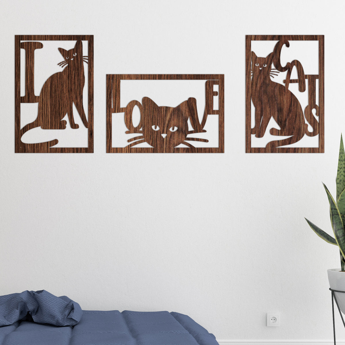 I Love cats - Cuadros trípticos modernos