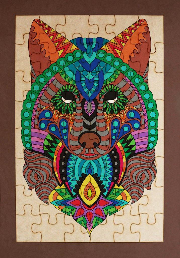 Rompecabezas para pintar - Lobo mandala - FABRITECA