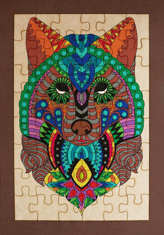 Rompecabezas para pintar - Lobo mandala - FABRITECA