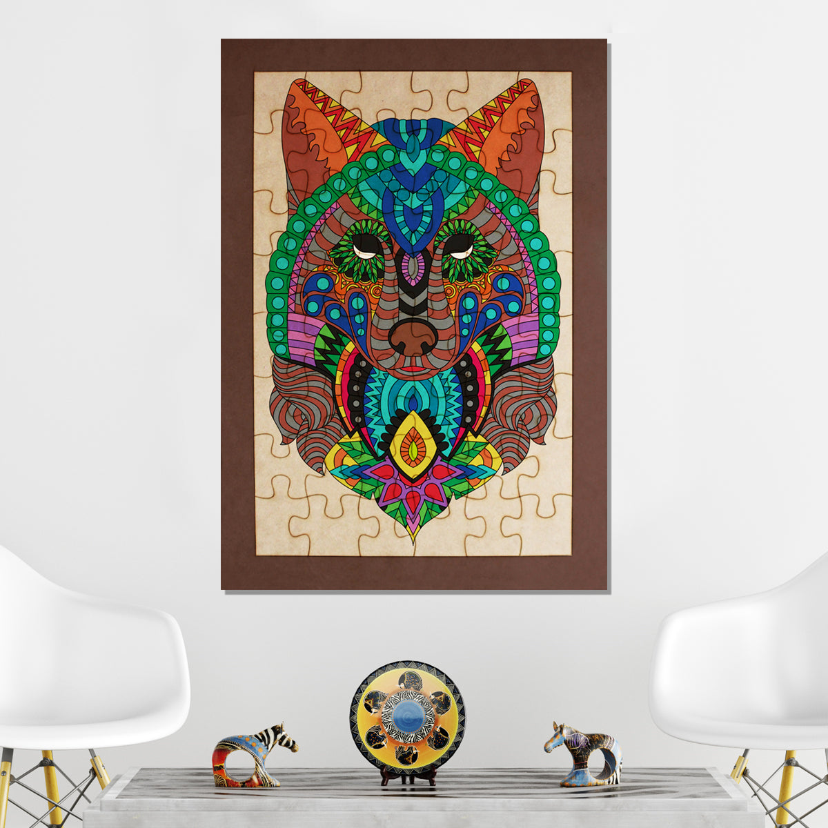 Rompecabezas para pintar - Lobo mandala