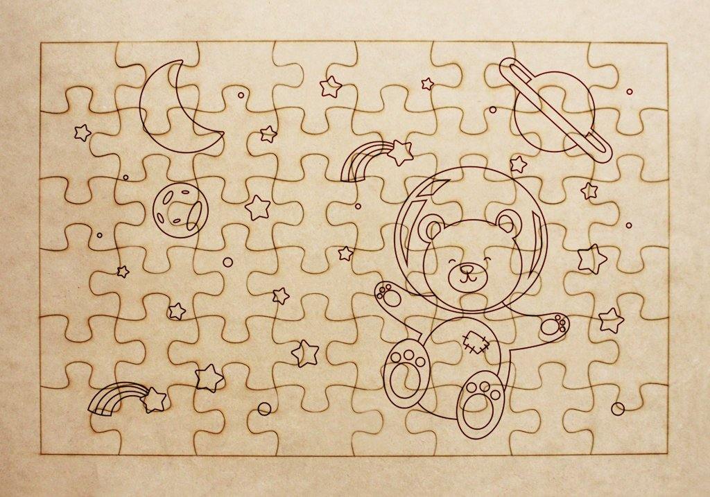 Rompecabezas para pintar - Oso en el espacio - FABRITECA