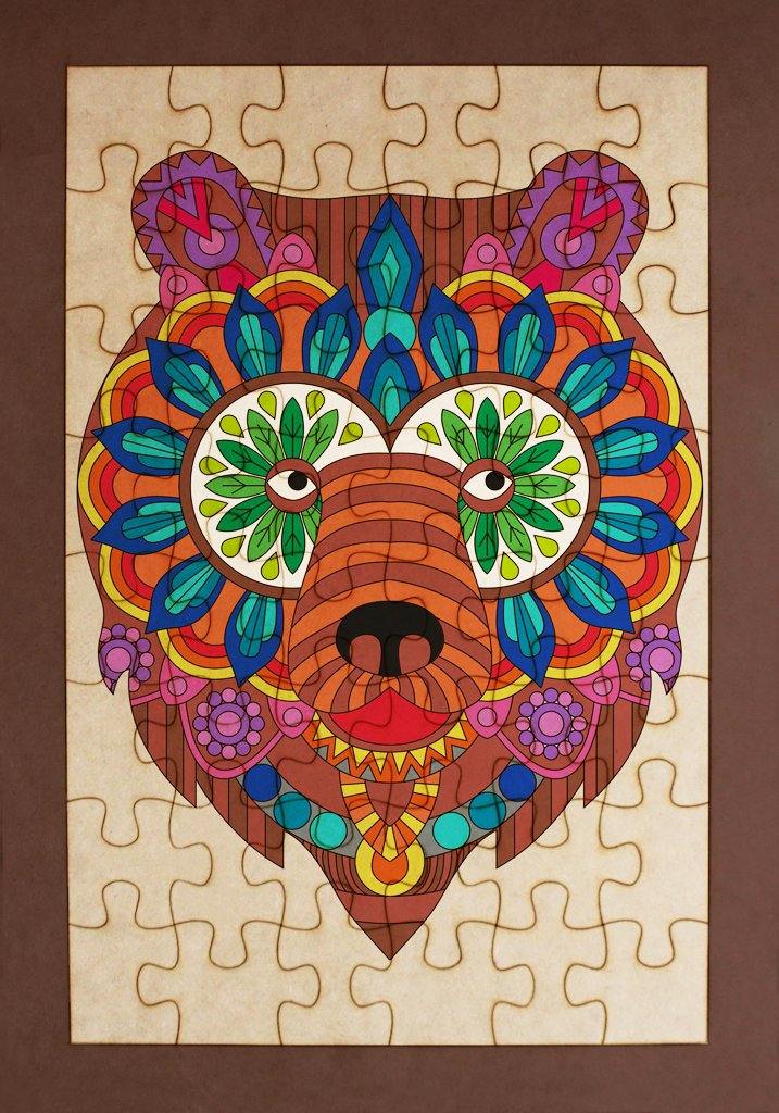 Rompecabezas para pintar - Oso mandala - FABRITECA