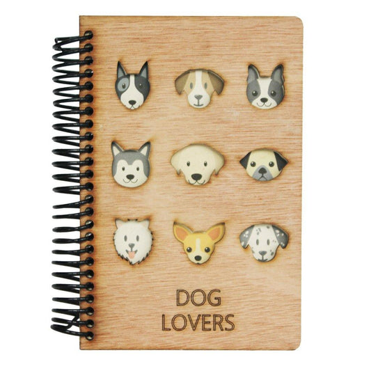 Perritos - Libreta o cuaderno en madera - FABRITECA
