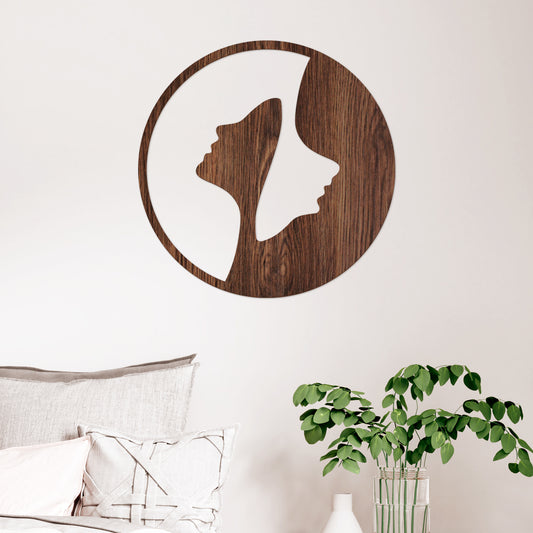 Rostros invertidos - Figura decorativa en madera