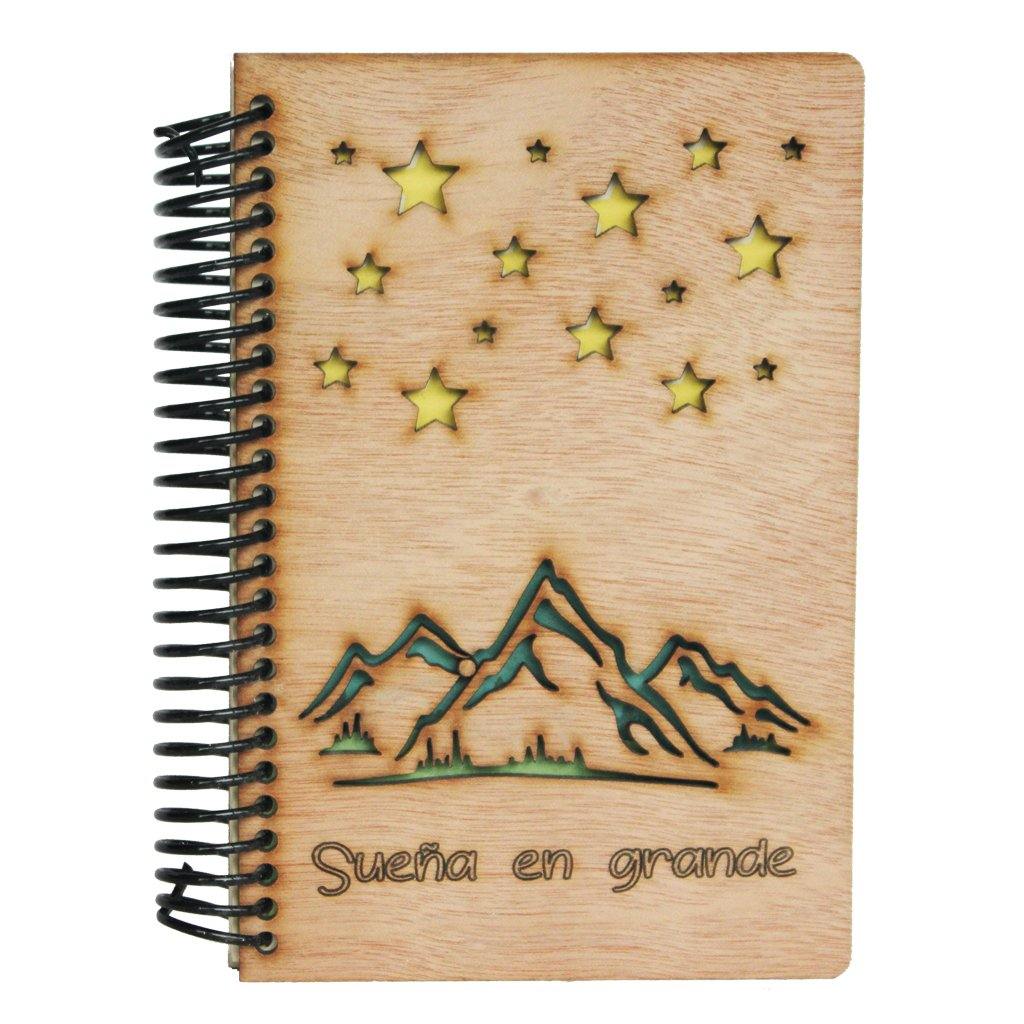 Sueña en grande - Libreta o cuaderno en madera - FABRITECA