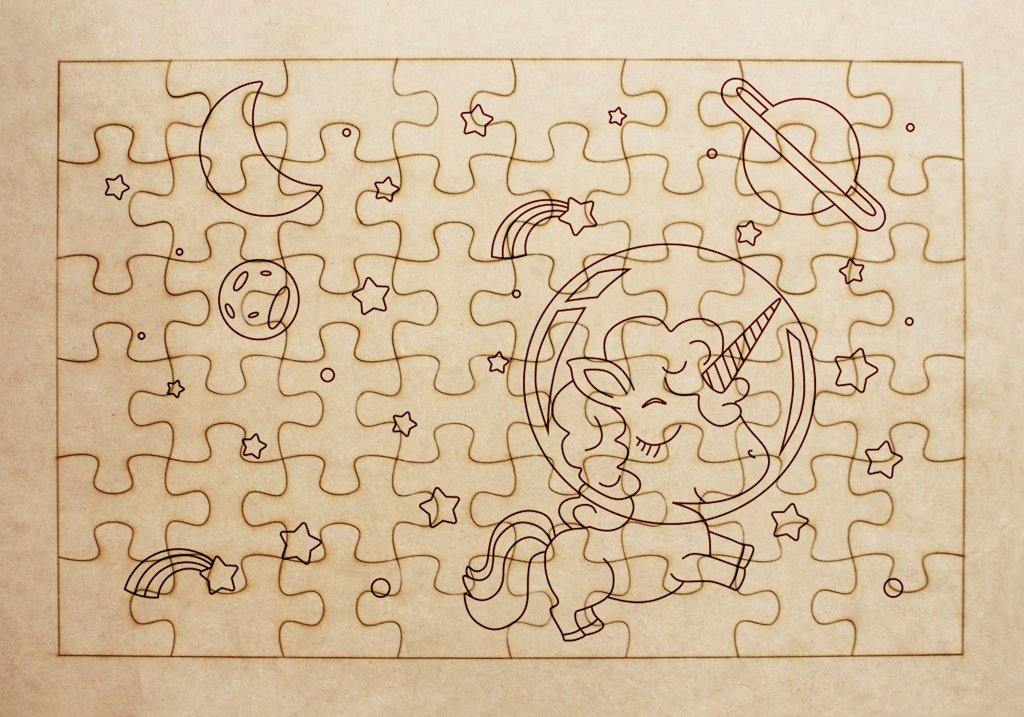 Rompecabezas para pintar - Unicornio en el espacio - FABRITECA